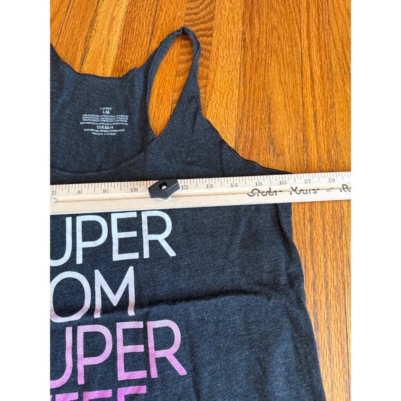 Super Mom Super Wife Super Tired Racerback Tank Top Charcoal Gray Pink White LG - Picture 5 of 5